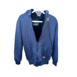 Buffalo David Bitton Hoodie Mens M‎ Black Sherpa Lined Full Zip Sweatshirt